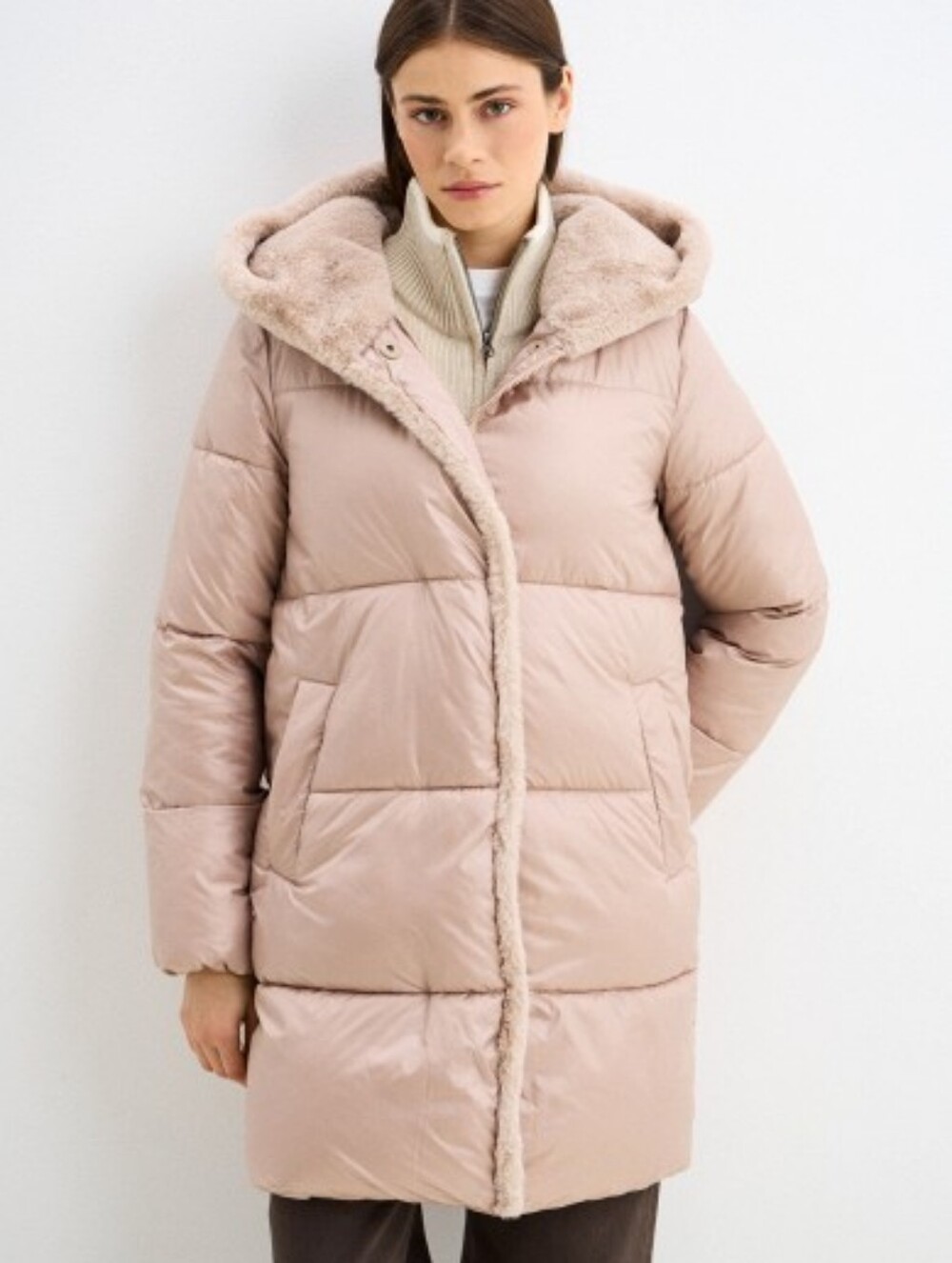 BCBG Maxazria Pillow Puffer Almond Cocoon Coat